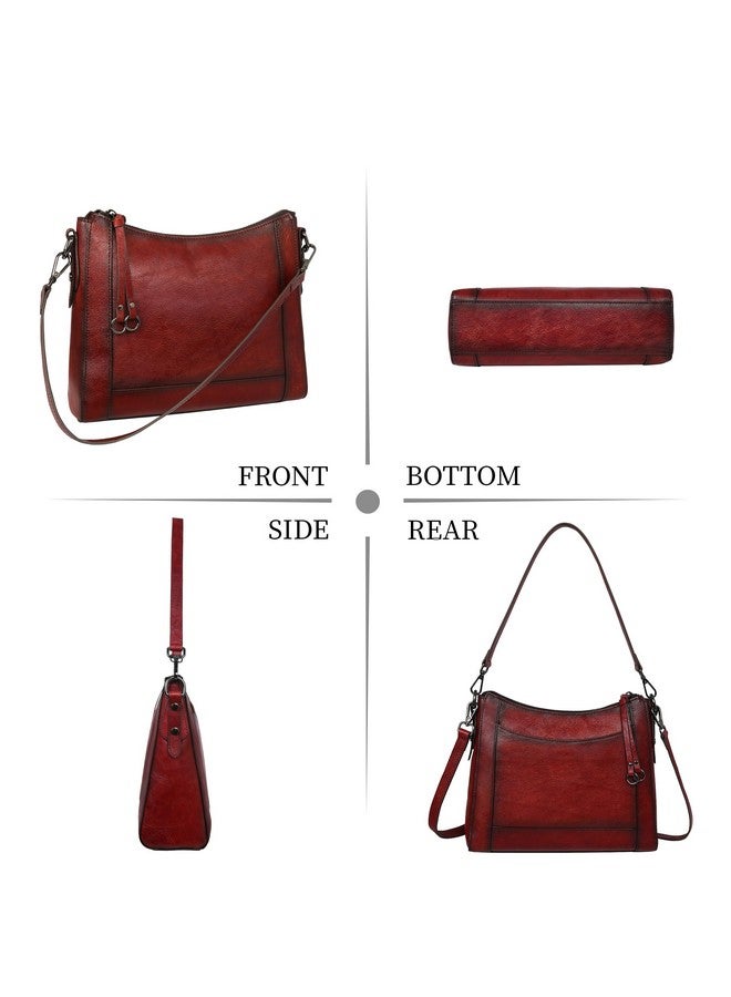 Iswee Genuine Leather Crossbody Bags Purse for Women Hobo Handbag Shoulder Bag Satchel Mini Bag(Wine) - Image 2