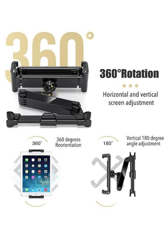 Car Tablet Headrest Holder - Car Back Seat Headrest Tablet Mount Stand for Kids, Road Trip Essentials, Compatible with iPad Pro Air Mini, Galaxy Tab, Other 5.5 to 8.6" Wide Devices, Black