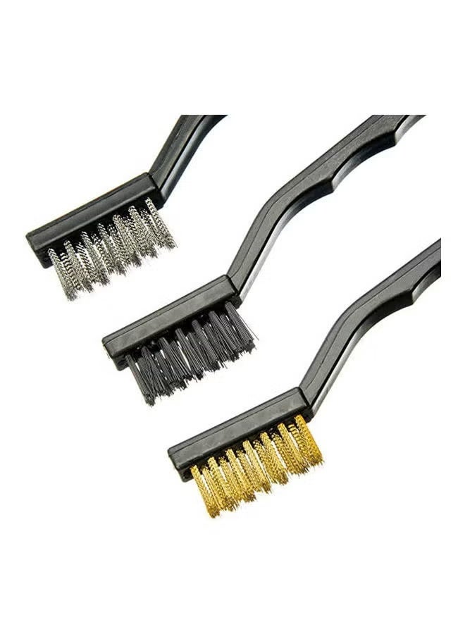 Small Wire Cleaning Brush Set – 3-Piece Multi-Color Detail Brushes with Plastic Handle - Image 1