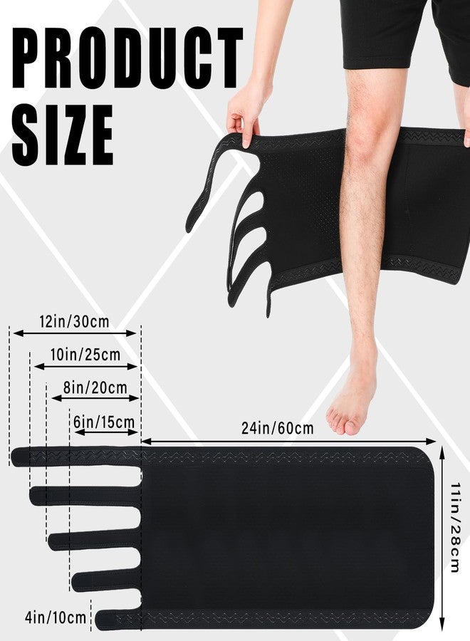 Hoolerry 2 Pcs Lymphedema Compression Wraps Calf Adjustable Brace 5 Strap Leg Wraps for Lymphedema Swollen Calf Garment Brace for Edema, Venous Insufficiency, Varicose Veins (Black,2xl) - Image 2