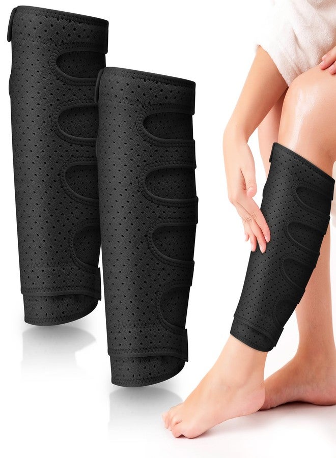 Hoolerry 2 Pcs Lymphedema Compression Wraps Calf Adjustable Brace 5 Strap Leg Wraps for Lymphedema Swollen Calf Garment Brace for Edema, Venous Insufficiency, Varicose Veins (Black,2xl) - Image 1