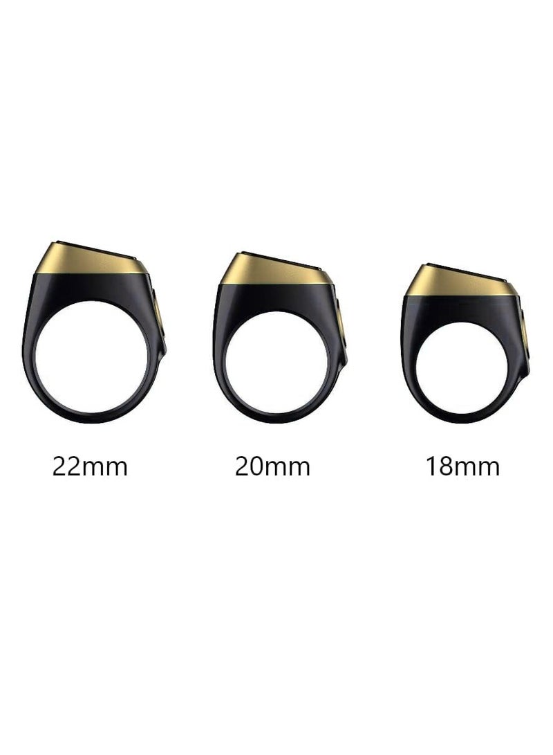 iQIBLA iQIBLA Smart Tasbih Zikr Ring, Muslim 5 Daily Prayer times Notifications reminder with OLED display, Tasbih Counter that links for iQibla app, Waterproof, Size 18mm - Black/Gold - Image 3