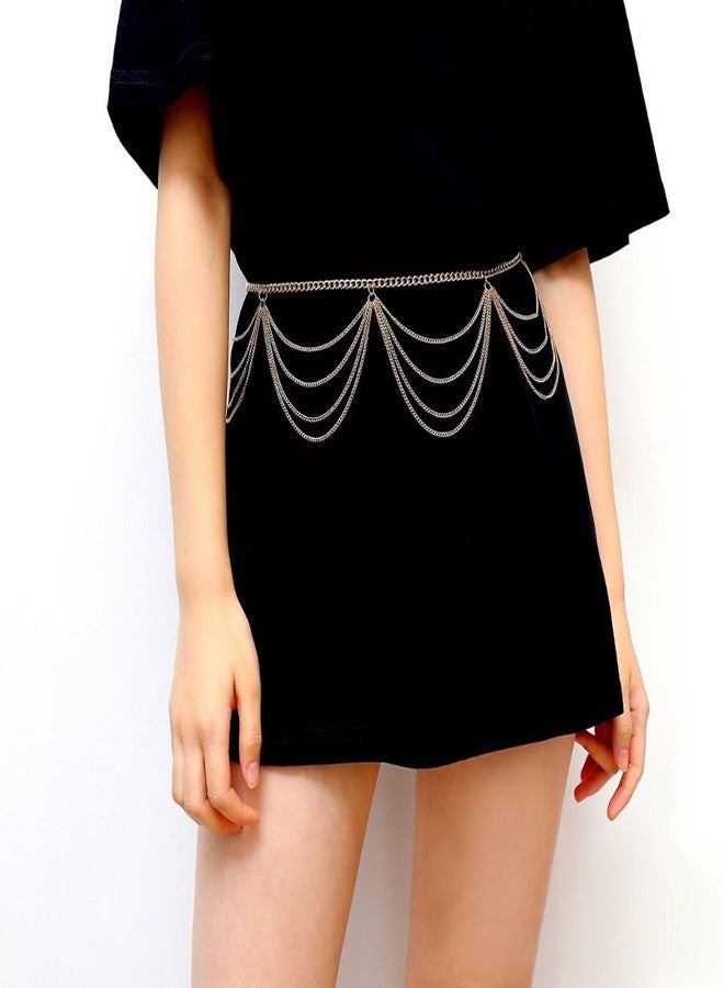 GUSGU 3pcs سلسلة الخصر للجسم متعددة الطبقات حزام سلسلة معدنية للنساء البنات قابل للتعديل الصيف الشاطئ المجوهرات الذهب - Image 5