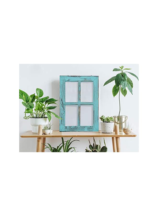 The Bros إطارات نوافذ خشبية ريفية عتيقة - مجموعة من 2 - تركواز - Image 2