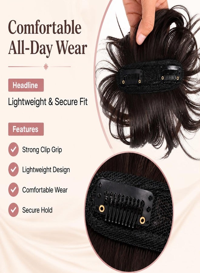 ريتزكارت وصلة شعر ريتزكارت مموجة ومجعدة مع فرق في المنتصف للنساء، وصلة شعر بمشبك أمامي لتغطية الشعر الخفيف، خفيفة الوزن وجيدة التهوية، مظهر طبيعي وواقعي (غرة شعر صغيرة سوداء) - Image 4