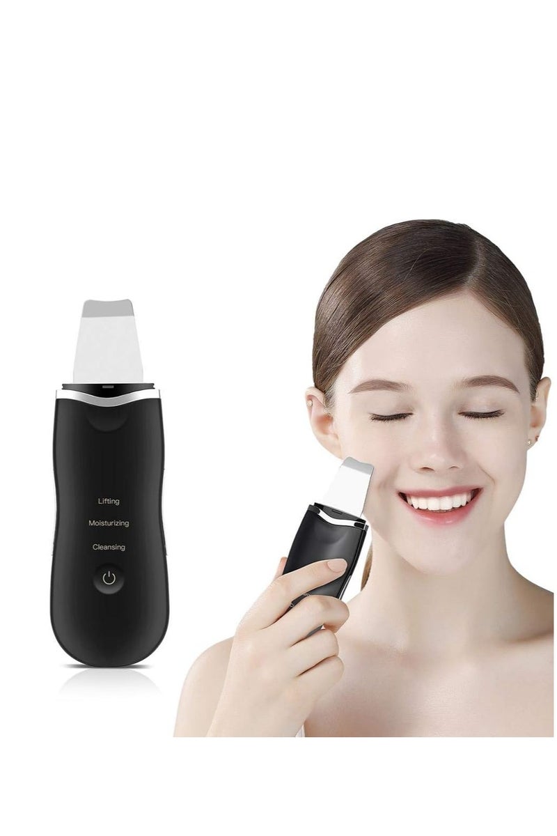 Face Spatula Deep Ion Cleansing Exfoliating Scraper Rechargeable Beauty Massager, Blackhead Remover Acne Peeling Lifting Care Skin Device Black - Image 2