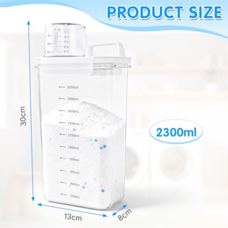 Detergent Dispenser with Measuring Cup, 2300 ml Washing Powder Storage Box Laundry Powder Box for Detergent, Cereal Storage Containers for Food Container - Image 2