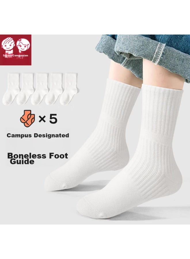 Smart Friends Zhiyou Children's White Socks, Student Campus White Cotton Socks, Boys' Sports Socks, Spring And Autumn Cotton Socks, Girls' Autumn School Uniform Socks - Image 1