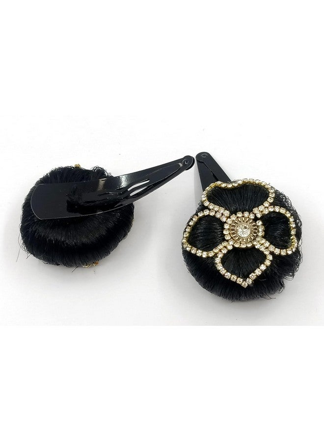 Hivata Hair Clip Baby Children Snap Hair clip Hairdressing Tik Tak Hair pins Metal Stylish Hair Side Clip Fashion Accessories for Women & Girls Stylish Juda Clip Tic Tak Juda Hair Buns Clip Extension for Women ( Artificial Fake Hair Donuts Bun Clip Maker (1Pair/Set) - Image 2