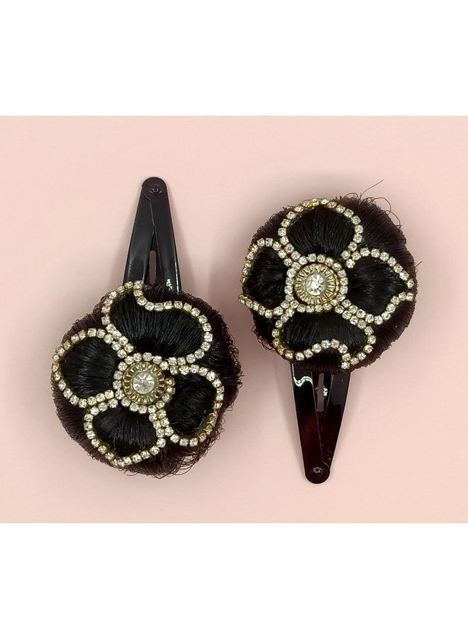 Hivata Hair Clip Baby Children Snap Hair clip Hairdressing Tik Tak Hair pins Metal Stylish Hair Side Clip Fashion Accessories for Women & Girls Stylish Juda Clip Tic Tak Juda Hair Buns Clip Extension for Women ( Artificial Fake Hair Donuts Bun Clip Maker (1Pair/Set) - Image 1