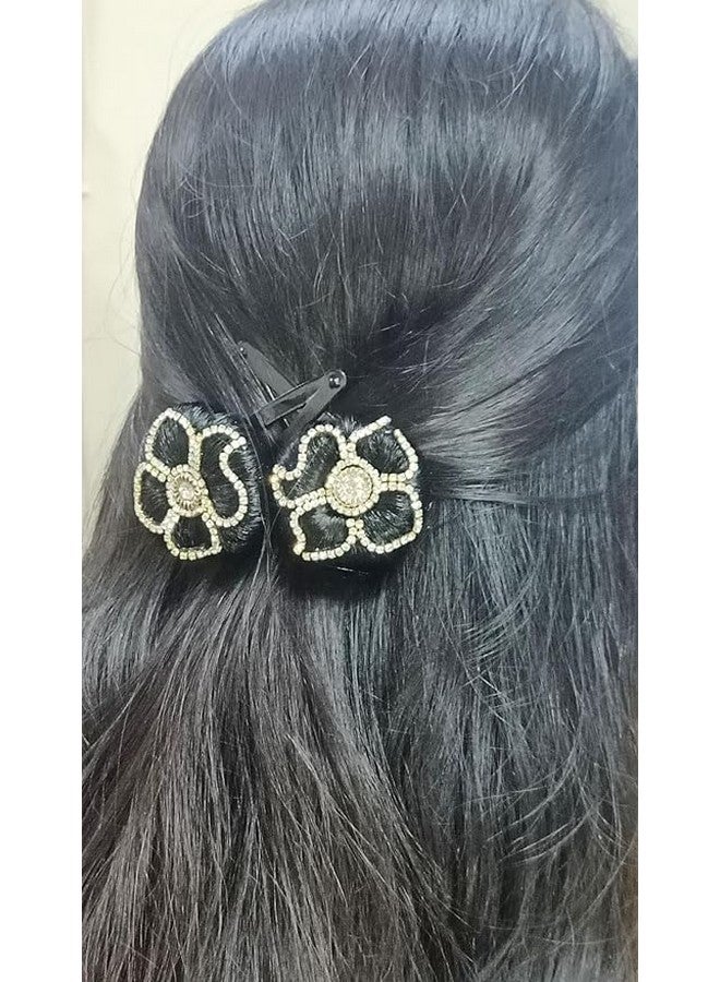 Hivata Hair Clip Baby Children Snap Hair clip Hairdressing Tik Tak Hair pins Metal Stylish Hair Side Clip Fashion Accessories for Women & Girls Stylish Juda Clip Tic Tak Juda Hair Buns Clip Extension for Women ( Artificial Fake Hair Donuts Bun Clip Maker (1Pair/Set) - Image 4