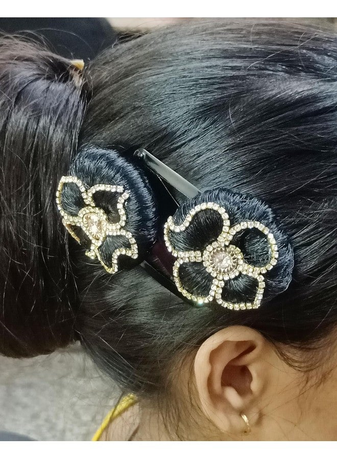 Hivata Hair Clip Baby Children Snap Hair clip Hairdressing Tik Tak Hair pins Metal Stylish Hair Side Clip Fashion Accessories for Women & Girls Stylish Juda Clip Tic Tak Juda Hair Buns Clip Extension for Women ( Artificial Fake Hair Donuts Bun Clip Maker (1Pair/Set) - Image 3