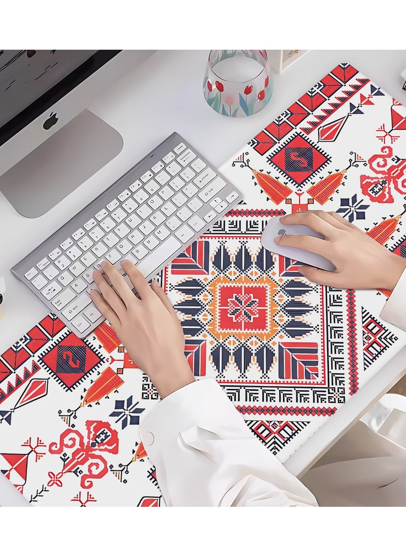 SARAQITA - Persian StyleRug Gaming Mouse Pad - Large Computer Laptop Bohemian Carpet Style Mouse Mat with Stitched Edges & Nonslip - Rubber Base Extended Long Desk Pad Protector Stitched Edge for Office & Home - Image 1