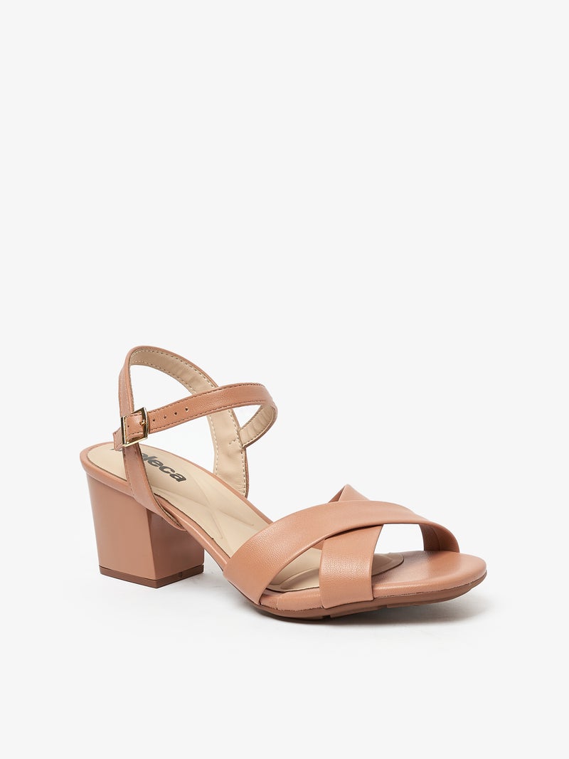 موليكا صنادل بكعب متوسط للنساء - صنادل بكعب مفتوح من الخلف للبنات مع رباط للكاحل - Image 2