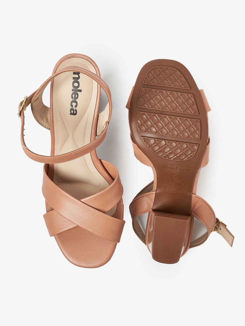 موليكا صنادل بكعب متوسط للنساء - صنادل بكعب مفتوح من الخلف للبنات مع رباط للكاحل - Image 5