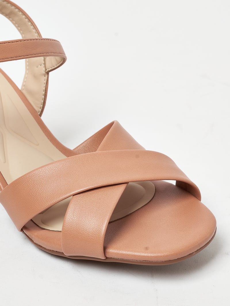 موليكا صنادل بكعب متوسط للنساء - صنادل بكعب مفتوح من الخلف للبنات مع رباط للكاحل - Image 4