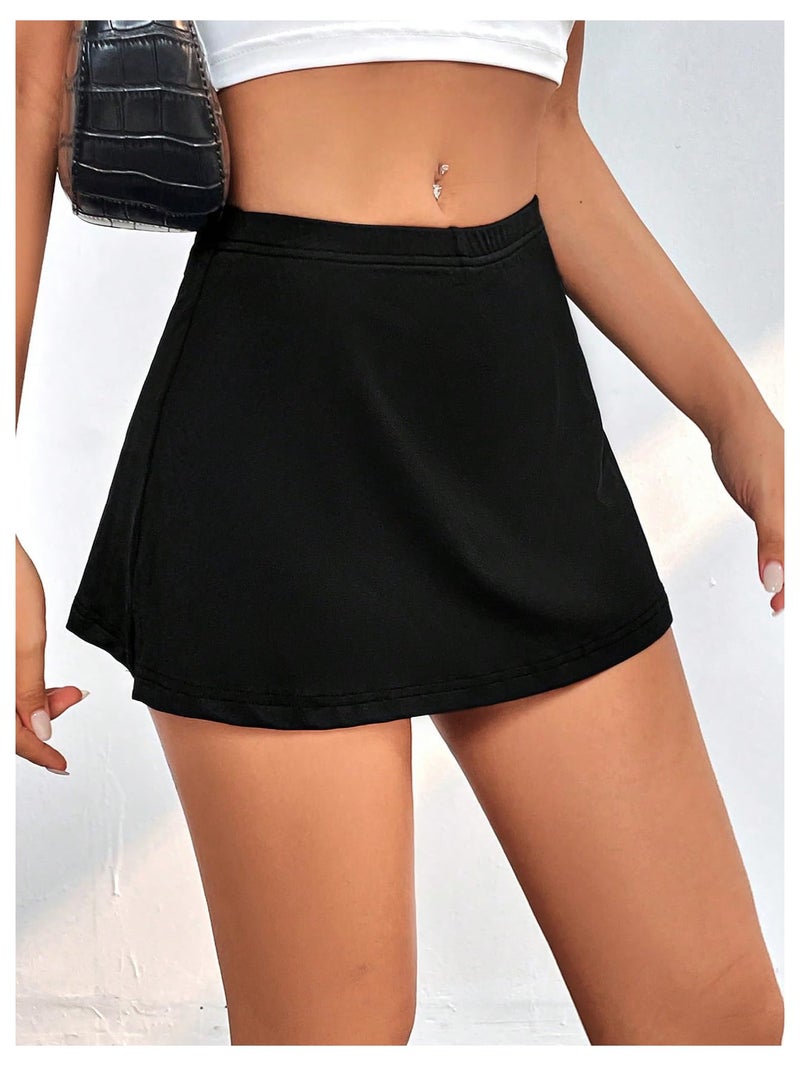MakeMeChic Women's Mini Skirt with Shorts Aline Micro Skort Y2K Short Skirt Petite Black Petite S - Image 4