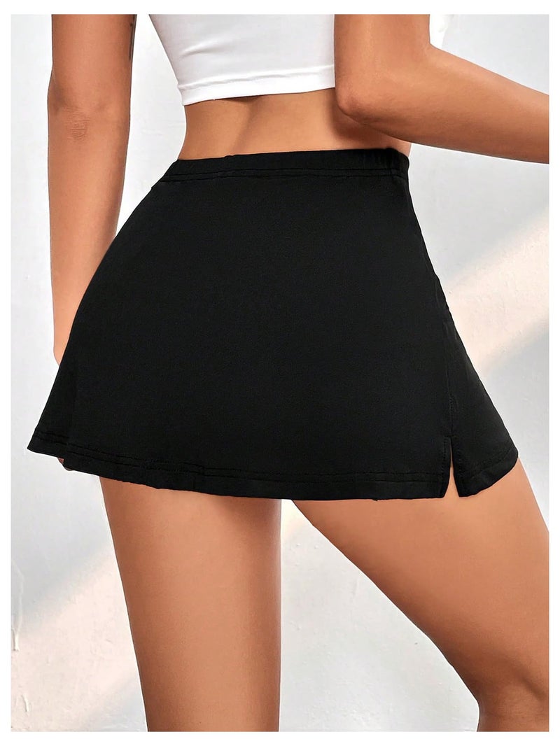 MakeMeChic Women's Mini Skirt with Shorts Aline Micro Skort Y2K Short Skirt Petite Black Petite S - Image 2
