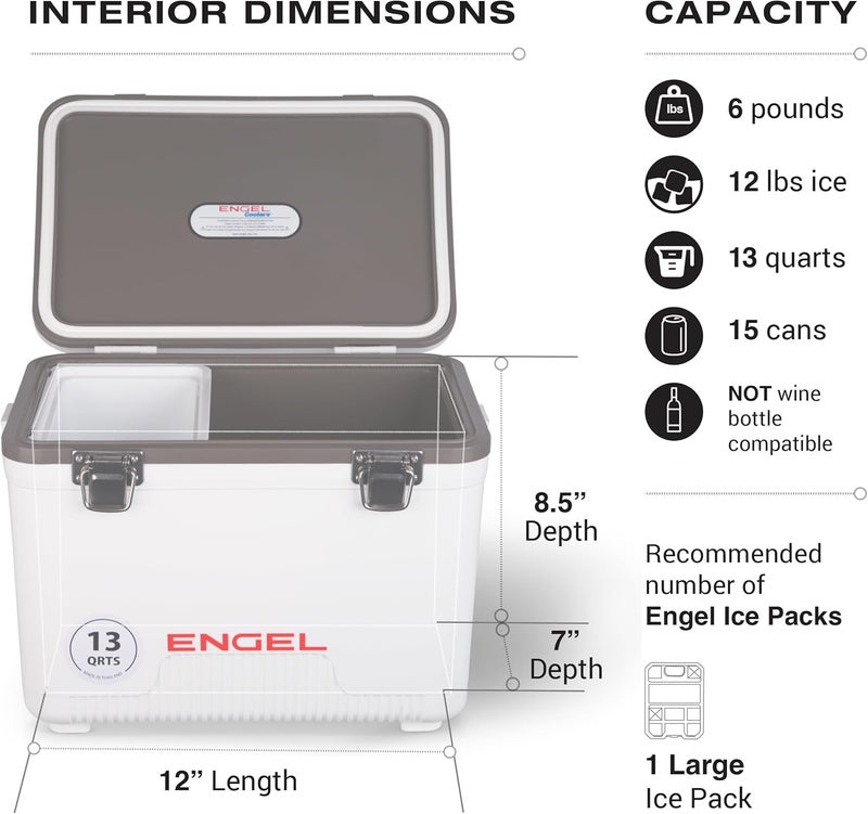 Engel 13qt Leak-Proof, Air Tight, Drybox Cooler and Small Hard Shell Lunchbox for Men and Women - Image 3