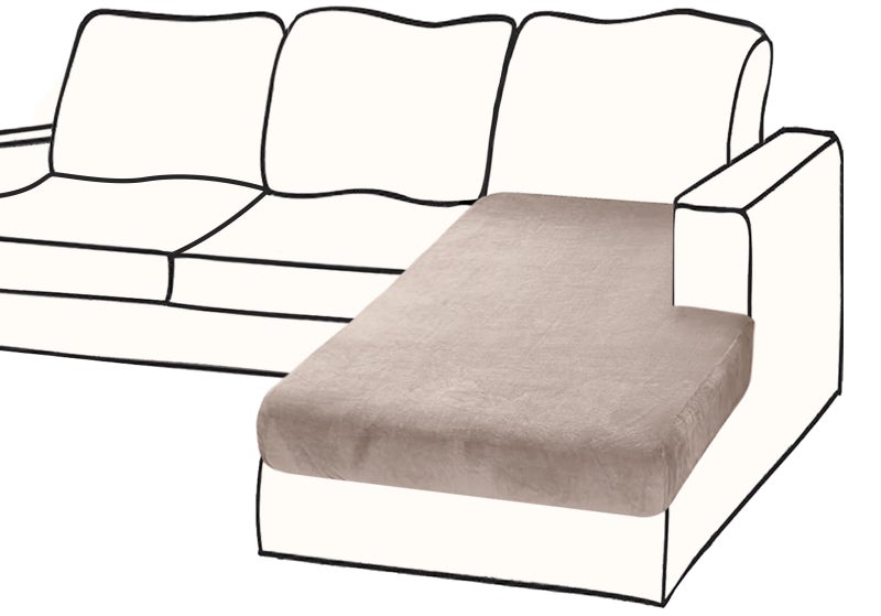 BTWA Couch Cover 1 Piece Chaise Lounge Cover Velvet Sectional Couch Cushion Covers Separate L Shape Sofa Slipcovers Furniture Protector for Dogs Pets Chaise or Sofa 3Seater Tan