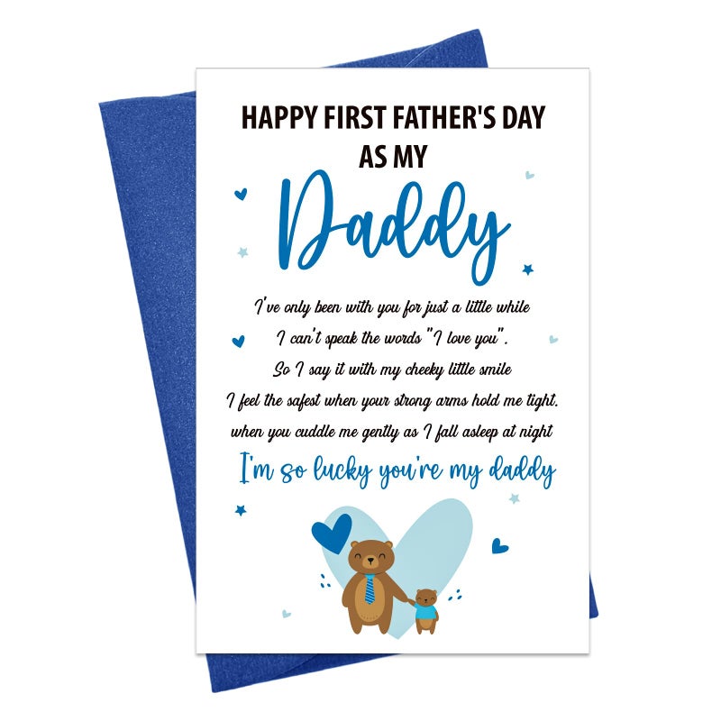JUESMOS Funny First Fathers Day Gift Card with Envelope Happy 1st Father's Day Gift from Baby Boy Girl Fathers Day Greeting Card for First Time Dad to be New Dad Gifts for Men - Image 1