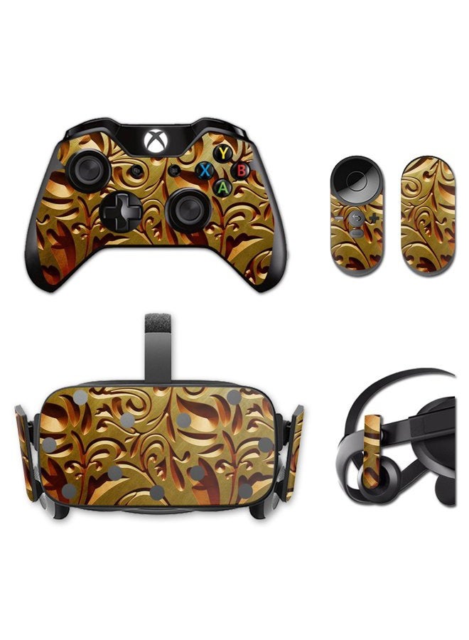 MIGHTY SKINS MightySkins Skin Compatible with Oculus Rift CV1 wrap Cover Sticker Skins Mosaic Gold - Image 1