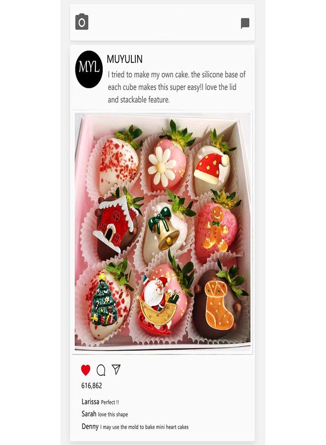 Muyulin Mini Christmas Cake Decoration Chocolate Mold, 4 Packs Fondant Christmas Silicone Molds, Bell, Reindeer, Winterleaf, Sock Shape Silicone Fondant Molds for Christmas Cake Decor, Cupcake Toppers - Image 5
