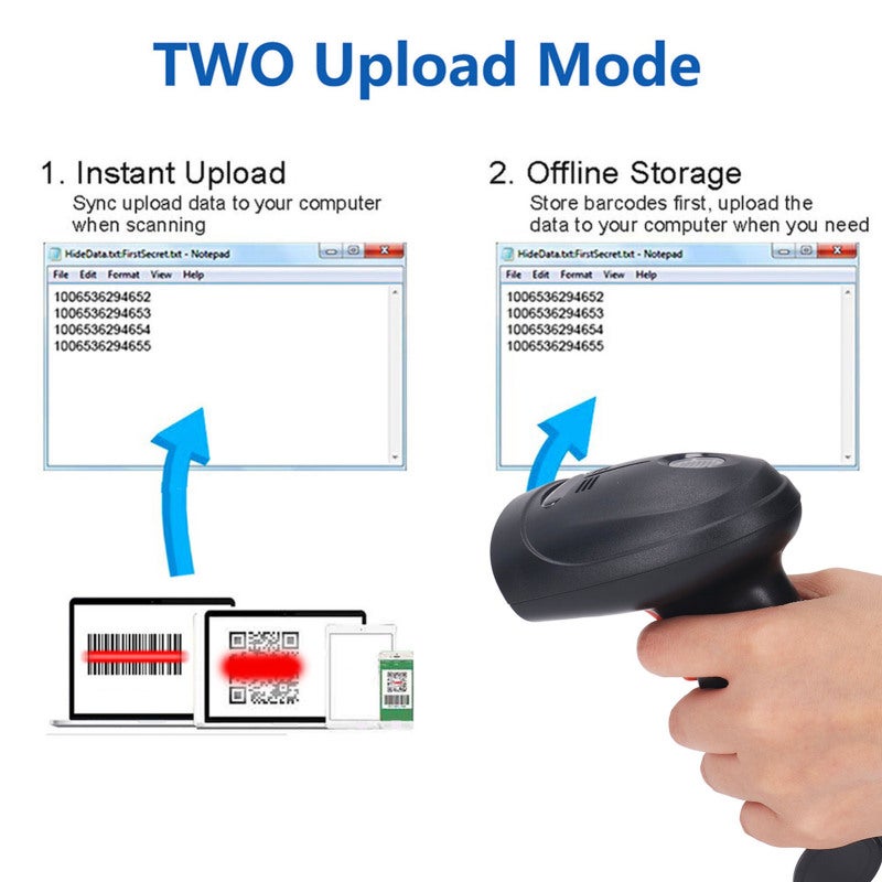 1D Barcode Scanner: Wireless High-precision CMOS Red Scanning Head - Fast Decoding Ergonomic Compact Design for Retail Healthcare Hospitality Industrial Use - Image 3