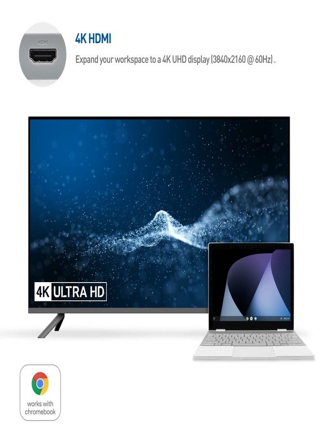 كابل ماترز [متوافق مع أجهزة Chromebook المعتمدة] محول Cable Matters USB-C متعدد المنافذ مع منفذ HDMI بدقة 4K، ومنفذي USB 2.0، ومنفذ إيثرنت بسرعة 480 ميجابت في الثانية، وشحن سريع بقدرة 60 واط - Image 3