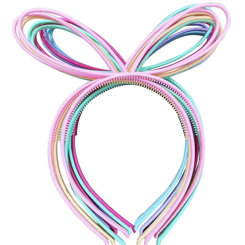 XIMA 12pcs Plastic Girls Headbands with Bunny Ears, Bows, and Party Hair Accessory (SP-Rabbit Ear) - Image 1