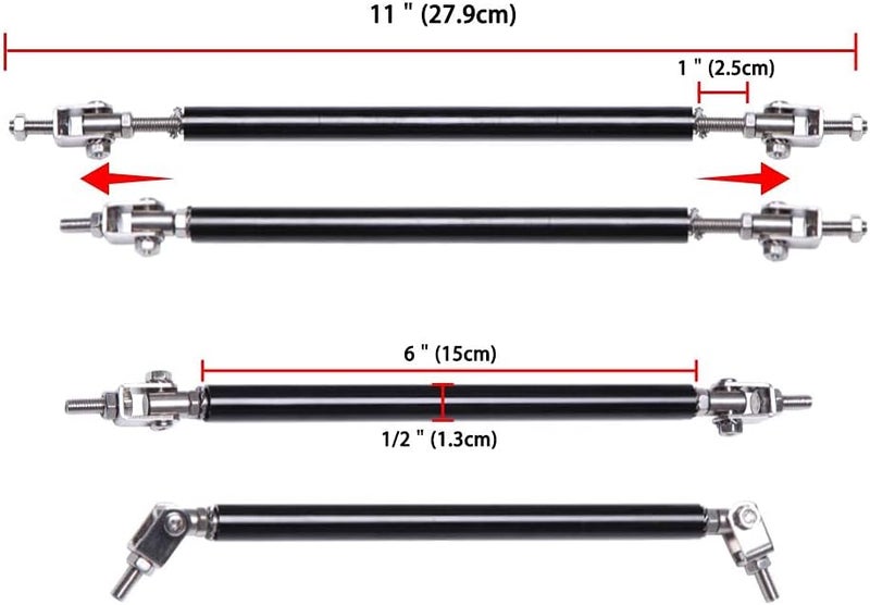 DREAMIZER Universal Front Bumper Lip Strut Rod Spoiler Wing Wide Body Kit with Adjustable Support Splitter Rods (Black) - Image 5