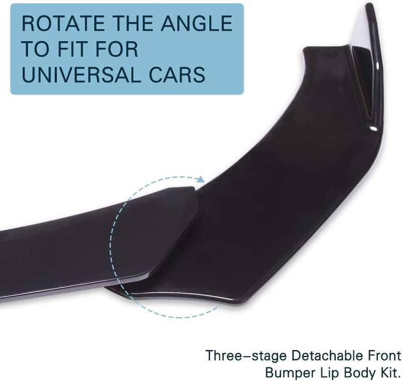 DREAMIZER Universal Front Bumper Lip Strut Rod Spoiler Wing Wide Body Kit with Adjustable Support Splitter Rods (Black) - Image 2