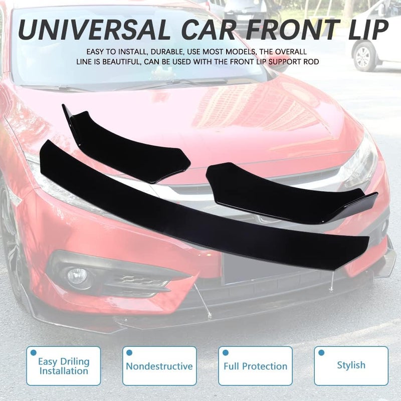 DREAMIZER Universal Front Bumper Lip Strut Rod Spoiler Wing Wide Body Kit with Adjustable Support Splitter Rods (Black) - Image 3