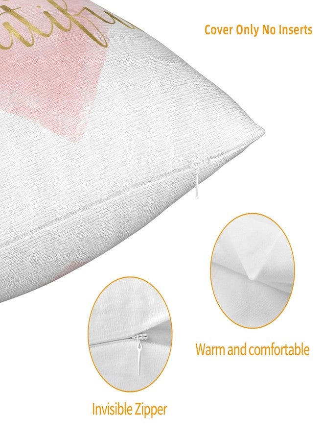 Jagfhhs Hello Beautiful Throw Pillow Covers Blush Pink Gold Watercolor Heart Cushion Pillowcase Decorative 16x16 inch - Image 4