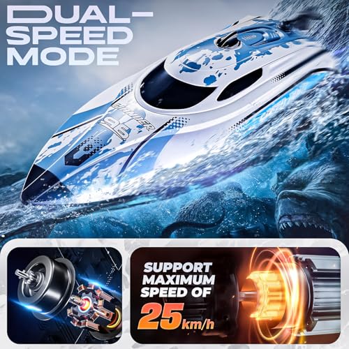 BEZGAR RC Boat 12 inch Remote Control Boat for Kids and Adults 25 KPH Fast RC Speed Boats with 700mAh Battery Ideal Waterproof Toy Boats for Lakes Pools TX126 White - Image 5