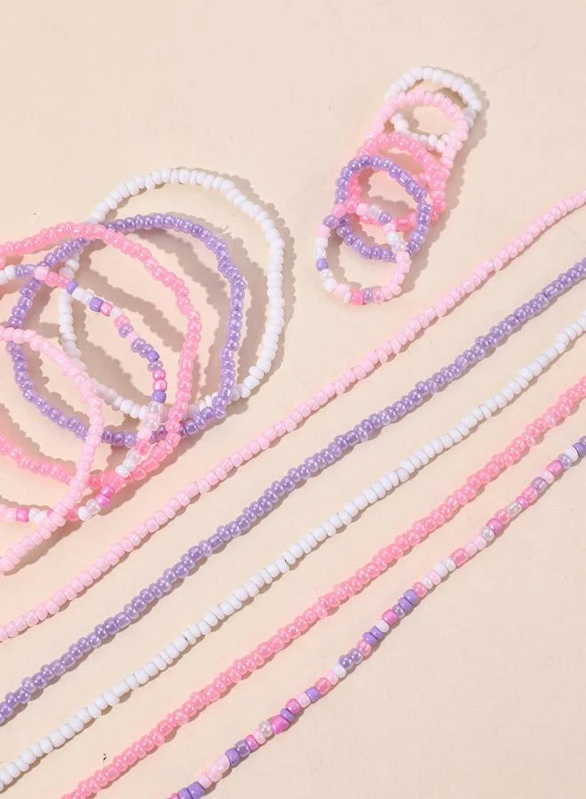 Take Two Take Two 15pcs Girl's Beaded Necklace Bracelet and Ring Set
