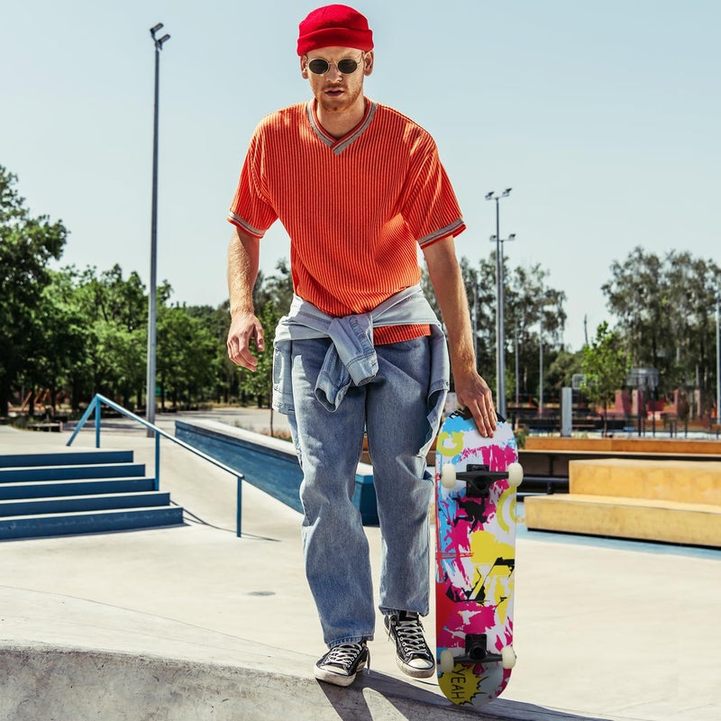 WhiteFang Skateboards for Beginners, Complete Skateboard 31 x 7.88, 7 Layer Canadian Maple Double Kick Concave Standard and Tricks Skateboards for Kids and Beginners (Pink Fantasy) - Image 4