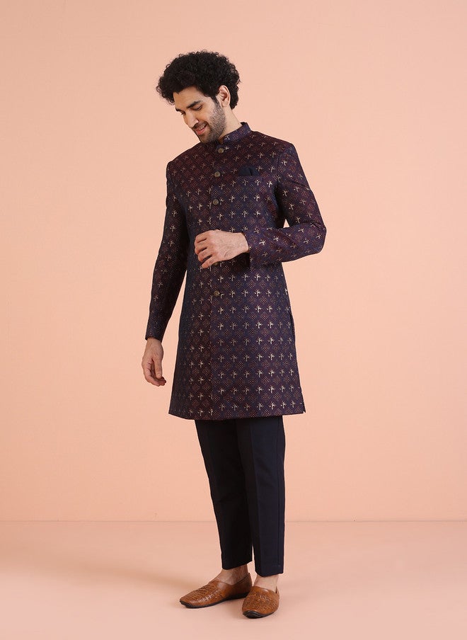 KISAH Men Cotton Indowestern Sherwani with Trousers Set - Image 5