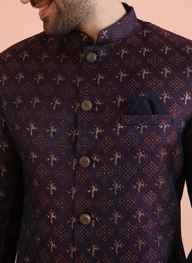 KISAH Men Cotton Indowestern Sherwani with Trousers Set - Image 3