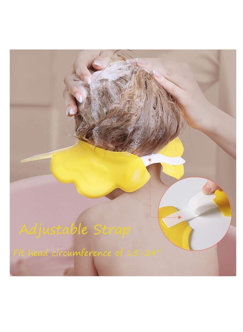 SOLARAE Baby Shower Cap, Yellow Adjustable Silicone Shampoo Bath Cap, Waterproof Bathing Hat, Infants Soft Shampoo Hat, Soft Protection Safety Protect Eye Ear, for Infants Toddlers Kids Children - Image 2