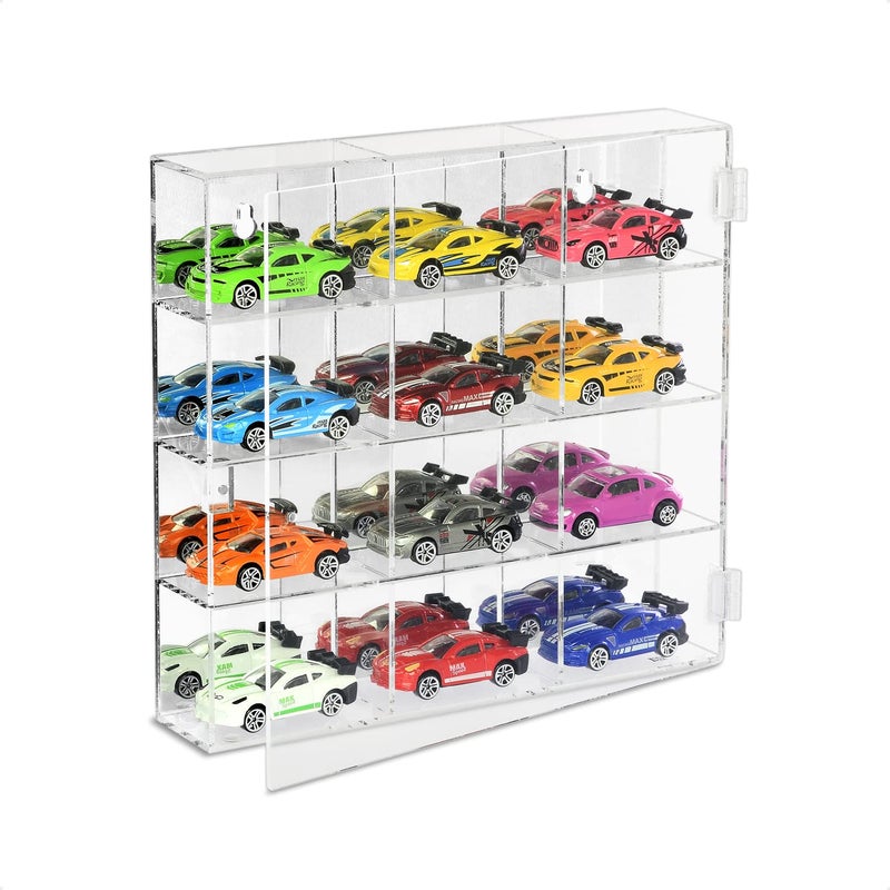 Ikee Design Acrylic Display Case with Mirrored Back Clear Wall Mounted or Desktop 12 Compartments Display Cabinet Shelves Stand for Collectibles Small Pop Figuresor Jewelry 107 W x 2 D x 10 H in