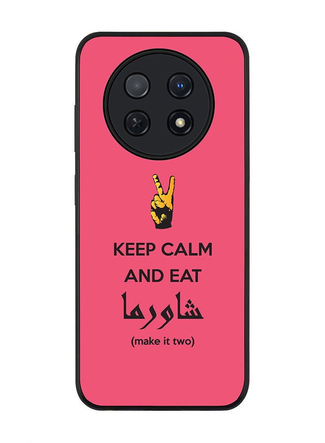 Stylizedd Rugged Black edge case for Huawei Nova Y91 4G  Huawei Enjoy 60X, Slim fit Soft Case Flexible Rubber Edges Anti Drop TPU Gel Thin Cover -  Keep Calm And Eat Shawarma (Pink) - Image 1