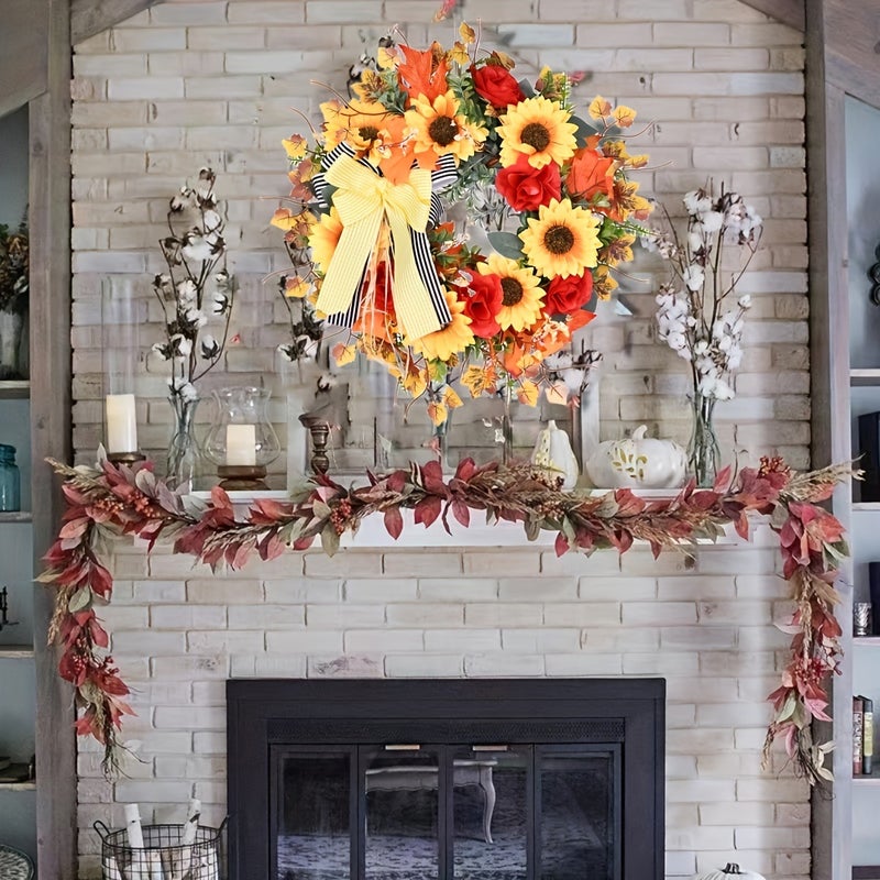 Wildflower Country Sunflower Wreath Harvest Festival Home Door Decorations Autumn Wreath Thanksgiving Decorations - Image 5
