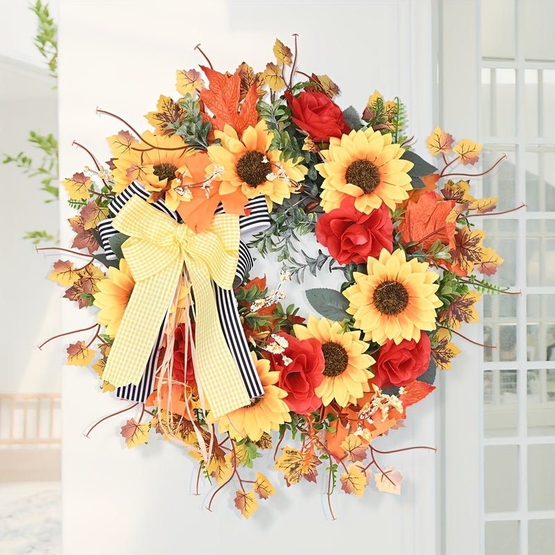 Wildflower Country Sunflower Wreath Harvest Festival Home Door Decorations Autumn Wreath Thanksgiving Decorations - Image 3