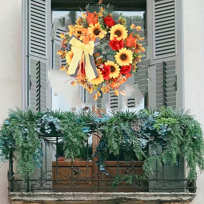 Wildflower Country Sunflower Wreath Harvest Festival Home Door Decorations Autumn Wreath Thanksgiving Decorations - Image 4