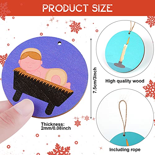 Blulu 25 Pcs Jesse Tree Ornaments Wood Jesse Christmas Advent Calendar Ornaments Wooden Christmas Tree Decorations for Xmas Family Advent Celebration Hanging Decorations No Hole - Image 3