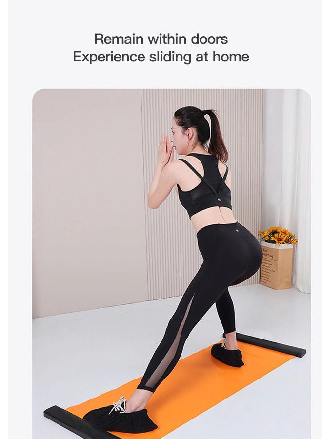 Generic Speed Skating Pad Roller Skate Training Sliding Board, Balance Exercise Indoor Gym Fitness Board Short Track Practice Pad for Hockey Skiing with Shoe Cover 200*50cm - Image 3