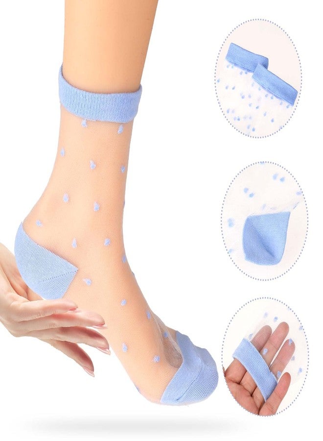 Hariendny 5 Pairs See-Through Socks Colorful Striped Dot Ultra-Thin Glass Socks Sheer Socks Mesh Casual Lace Socks Thin Fishnet Socks for Women - Image 4