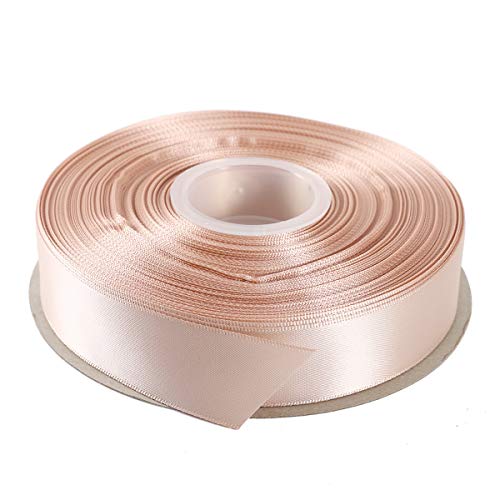 ITIsparkle 1" Inch Double Faced Satin Ribbon 50 Yards-Roll Set for Gift Wrapping Scrap Books Party Favor Hair Braids Baby Shower Decoration Floral Arrangement Craft Supplies, Vanilla Ribbon - Image 1