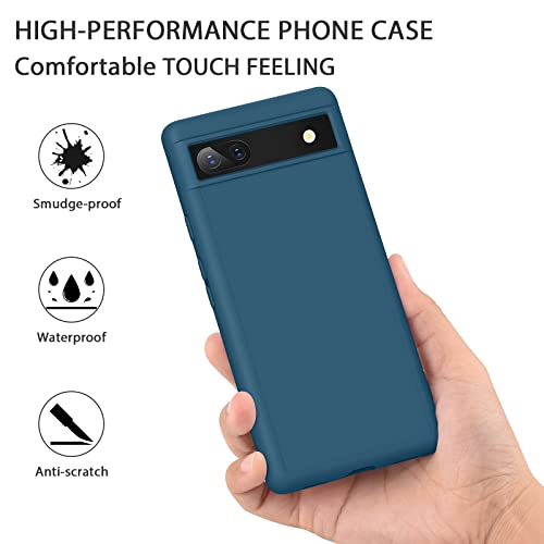 Tobfit TPU Case for Google Pixel 6a, Soft Protective Shockproof Phone Cover, Durable Anti-Scratch Smart Phone Case for Women Men(Dark Blue) - Image 4